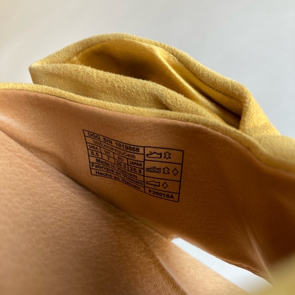 UGG Mustard Yellow Velvet Bow White Wedge Flip Flops Sandals size 8.5 - Picture 14 of 14